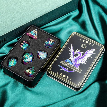 ARUOHHA DND Resin Dice Set 7Pcs Handmade Glitter Inclusions Sharp Edge Dice - Image 7