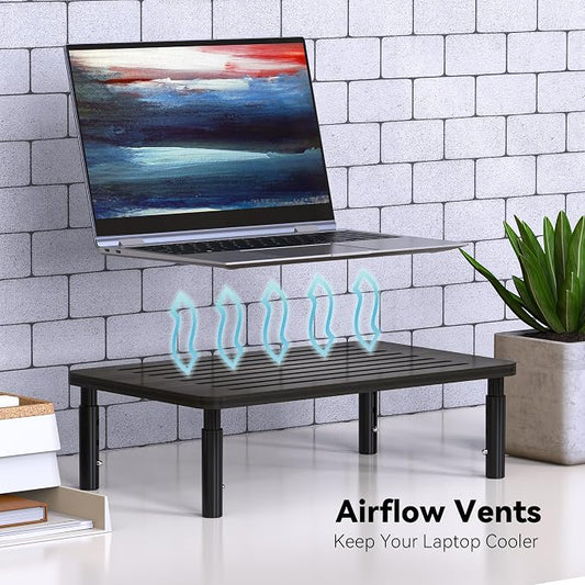 Bamboo Monitor Stand Riser, 4 Adjustable Height, 15.55x9.25 Laptop Stand - Image 2