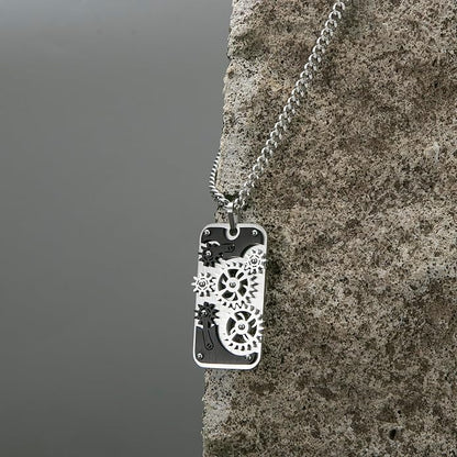 Stainless Steel Mechanical Rotatable Gear Pendant Necklace - Image 7