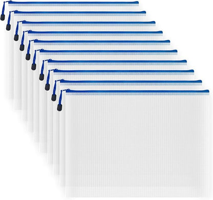 AUSTARK 10 Pcs Zipper File Bags, Waterproof Plastic Mesh Pouch by AUSTARK