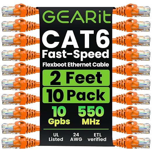 GEARit Cat 6 Ethernet Patch Cable 2 ft Orange by GEARit