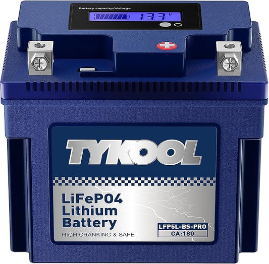 TYKOOL YTX5L-BS High Performance lithium LiFePO4 Motorcycle Battery, 12.8V 3Ah by TYKOOL