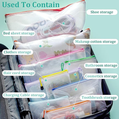 24pcs Mesh Waterproof Pouch Bags, 9 Sizes Clear Pouches, Organizer Bags - Image 5