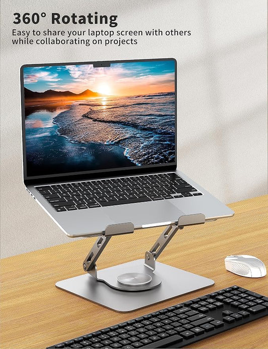 SOUNDANCE Laptop Stand with 360° Rotating Base, Ergonomic Computer Riser - Image 2