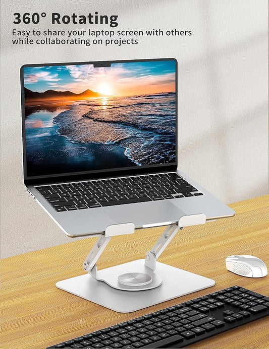 SOUNDANCE Laptop Stand with 360° Rotating Base, Ergonomic Computer Riser - Image 2