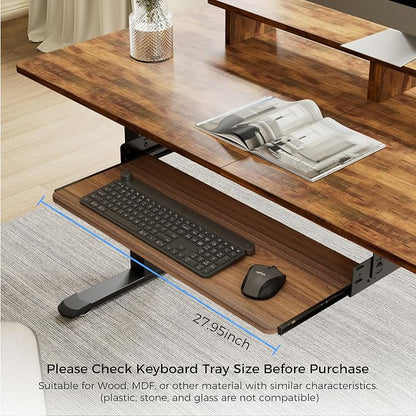 EUREKA ERGONOMIC Adjustable Keyboard Tray Under Desk, 28x11 Inch Large Slide - Image 2